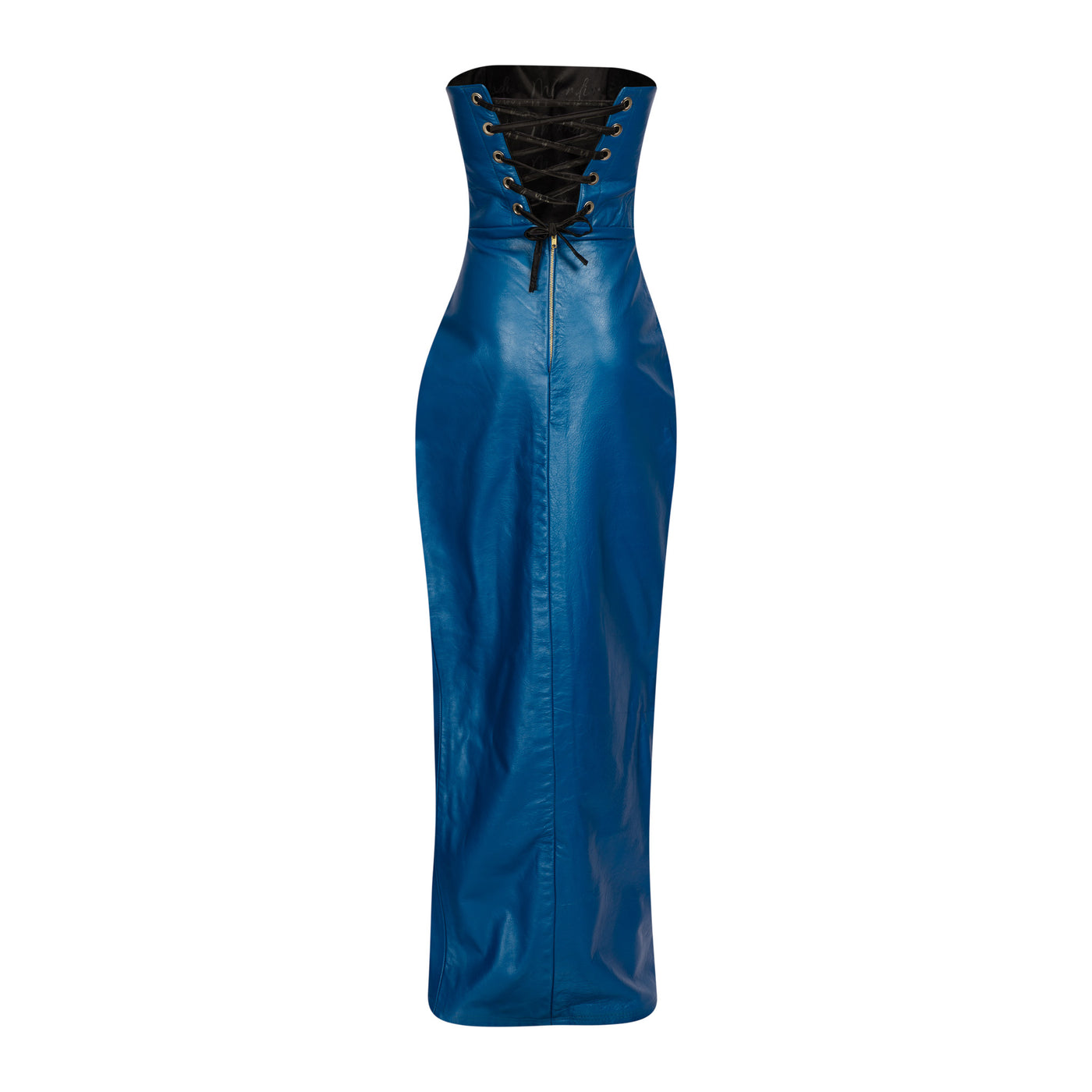 Malondie Blue Genuine Leather Dress