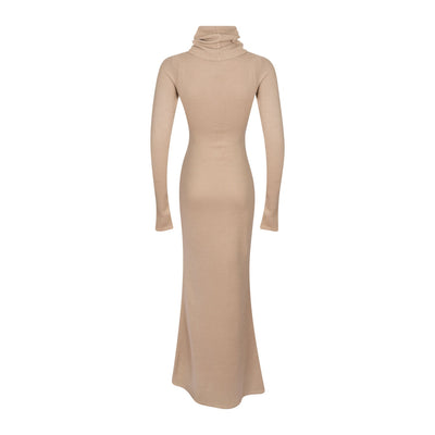 Turtleneck Knit Maxi Dress - Bark