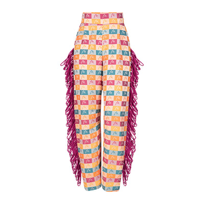 Malondie Summer Blocks Side Fringe Pants