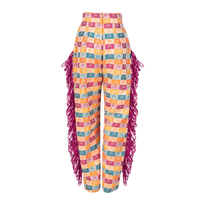 Malondie Summer Blocks Side Fringe Pants