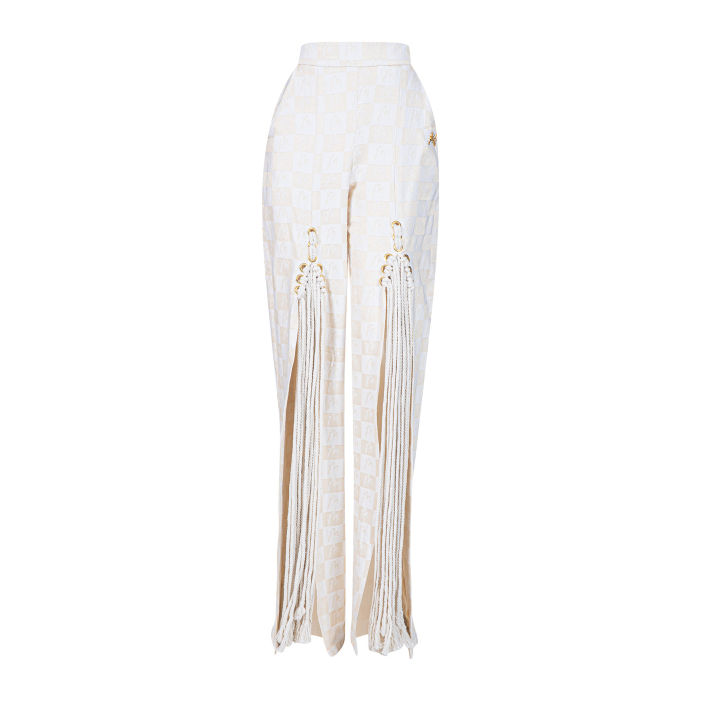 Malondie Woven Front Fringe Pants