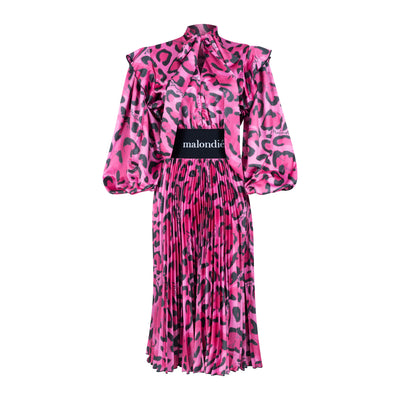 Malondie Pink Safari Pleated Dress