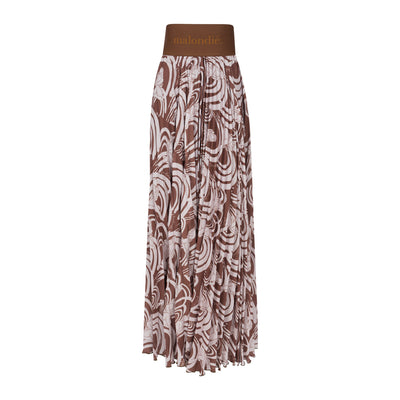 Malondie Pleated Choc-Maxi Skirt