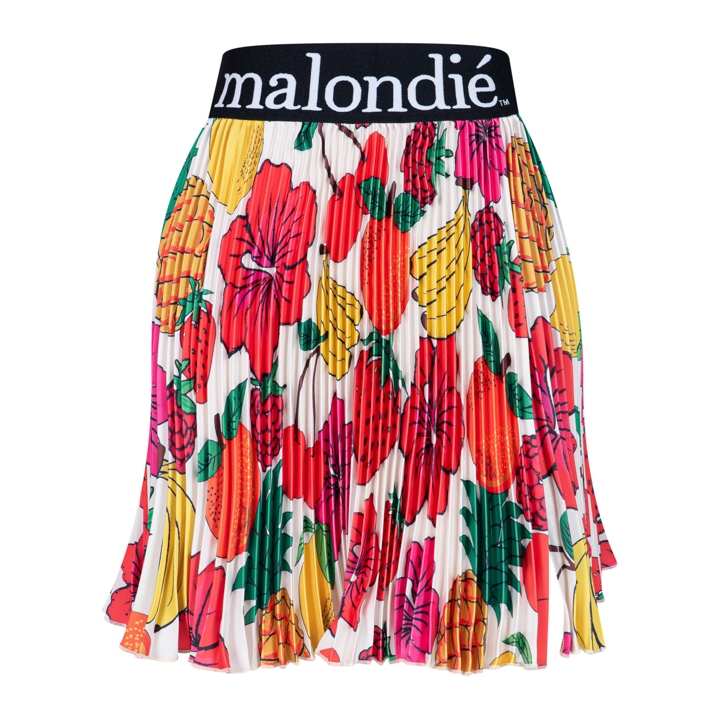 Malondie Pleated Fruits Minnie Skirt (White)