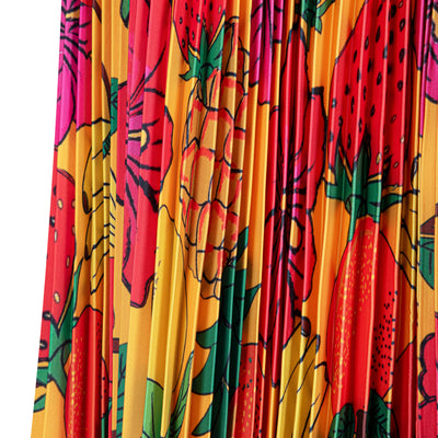 Malondie Pleated Fruits Maxi Skirt (Yellow)