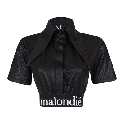 Malondie Black Glint Crop Top