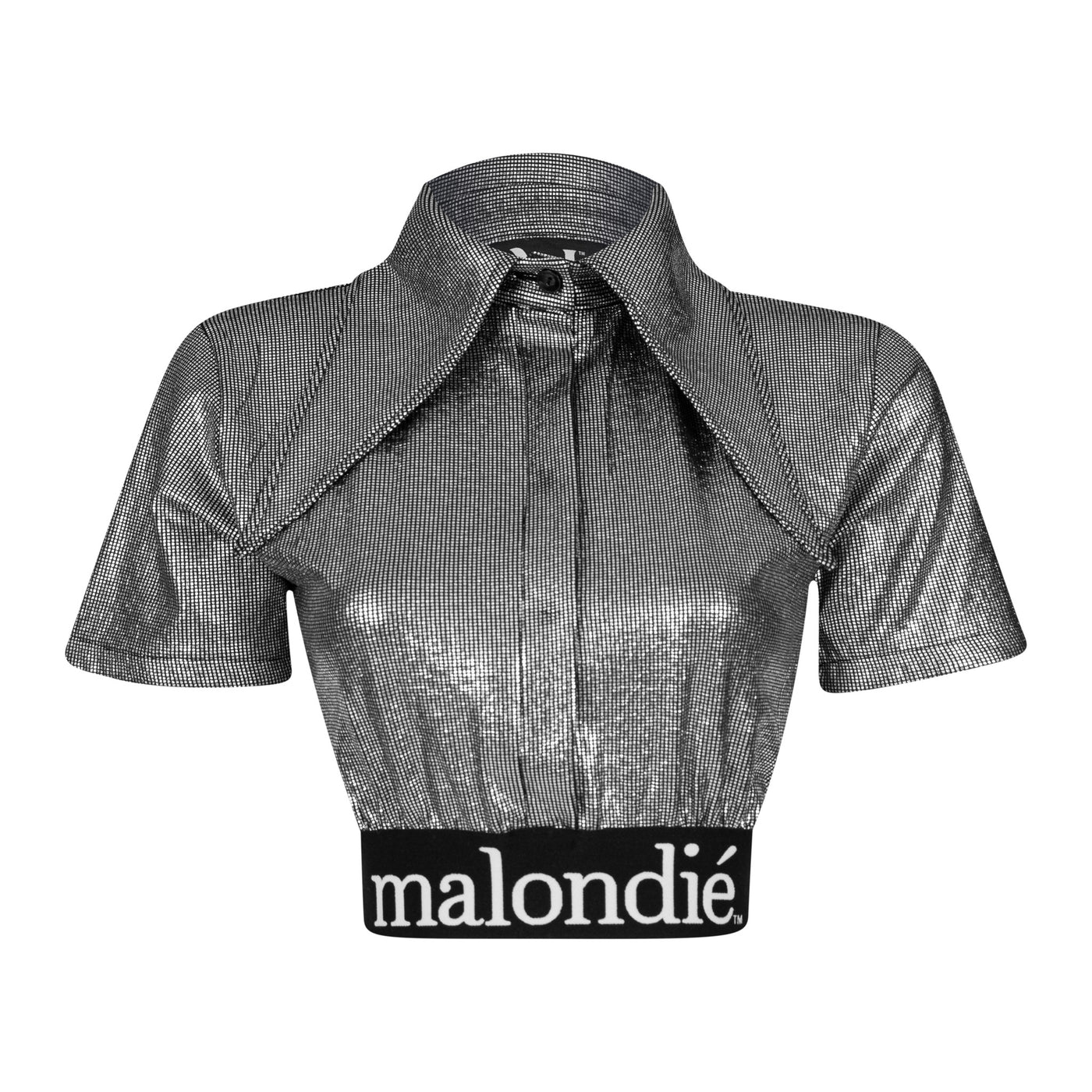 Malondie Glint Silver Crop Top