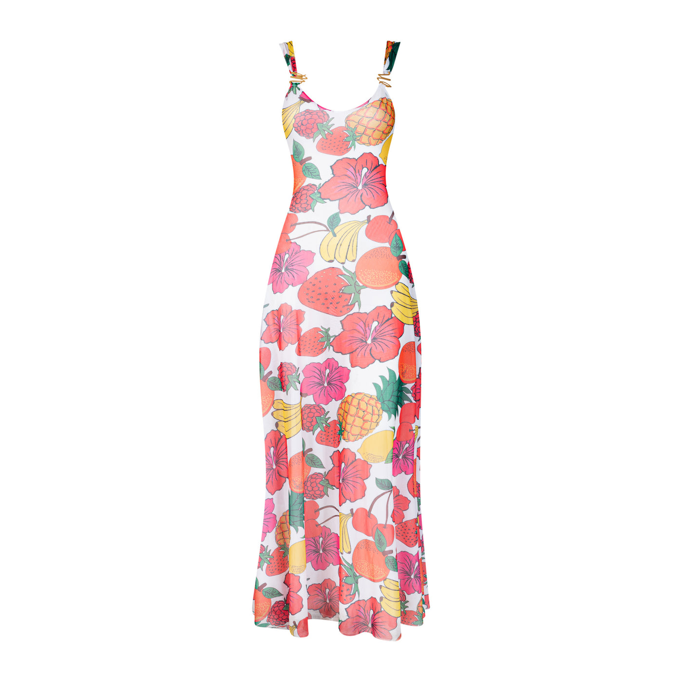 Malondie White Fruit Mesh Dress Maxi Dress