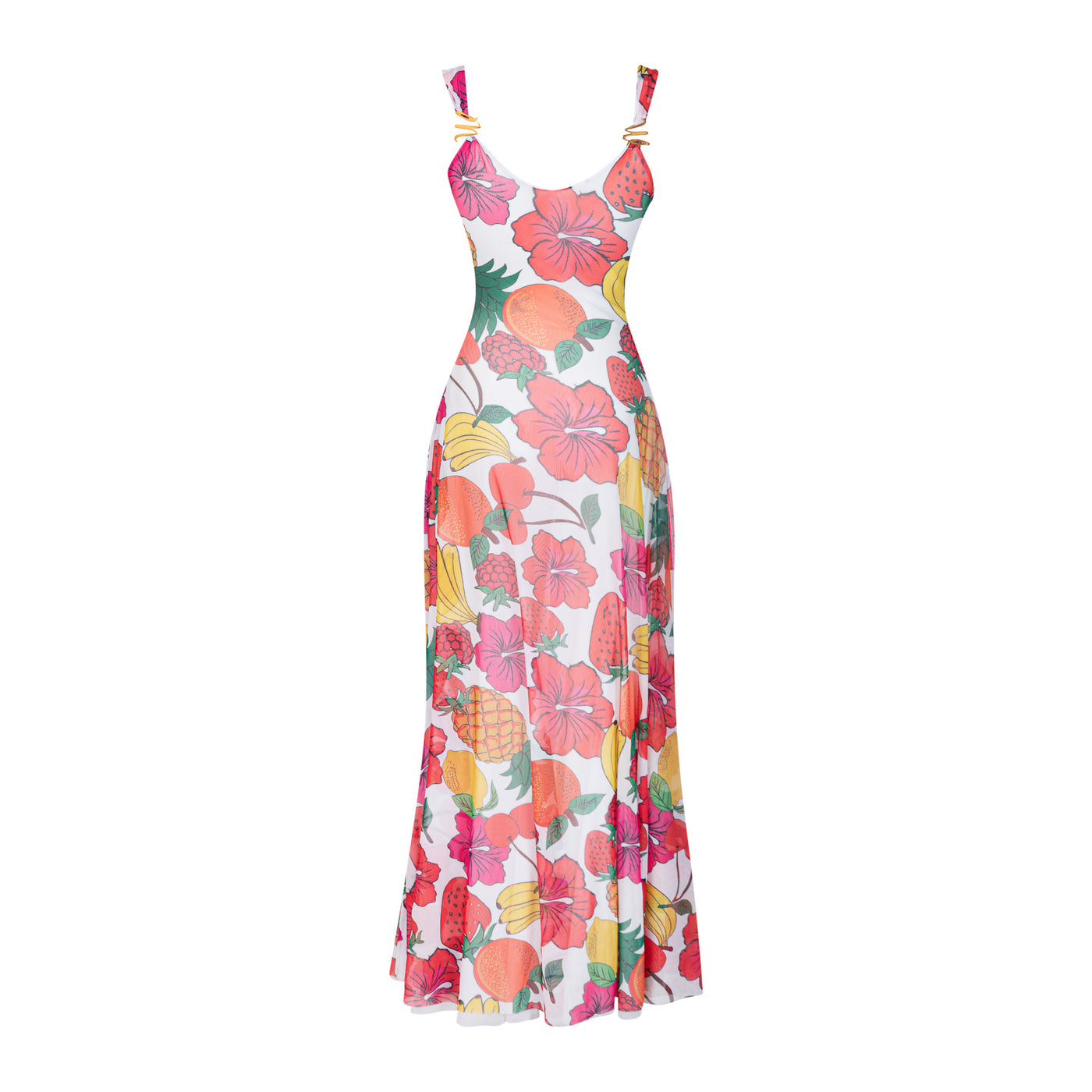 Malondie White Fruit Mesh Dress Maxi Dress