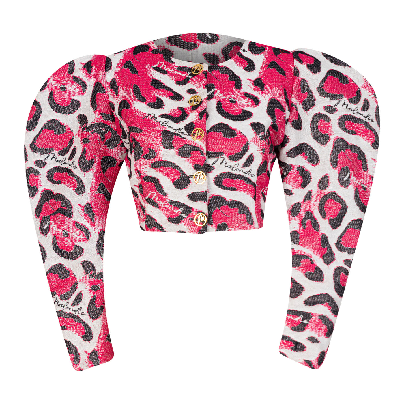 Malondie Pink Safari  Sculpted  Crop Blazer