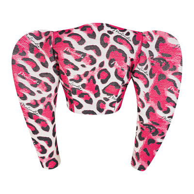 Malondie Pink Safari  Sculpted  Crop Blazer