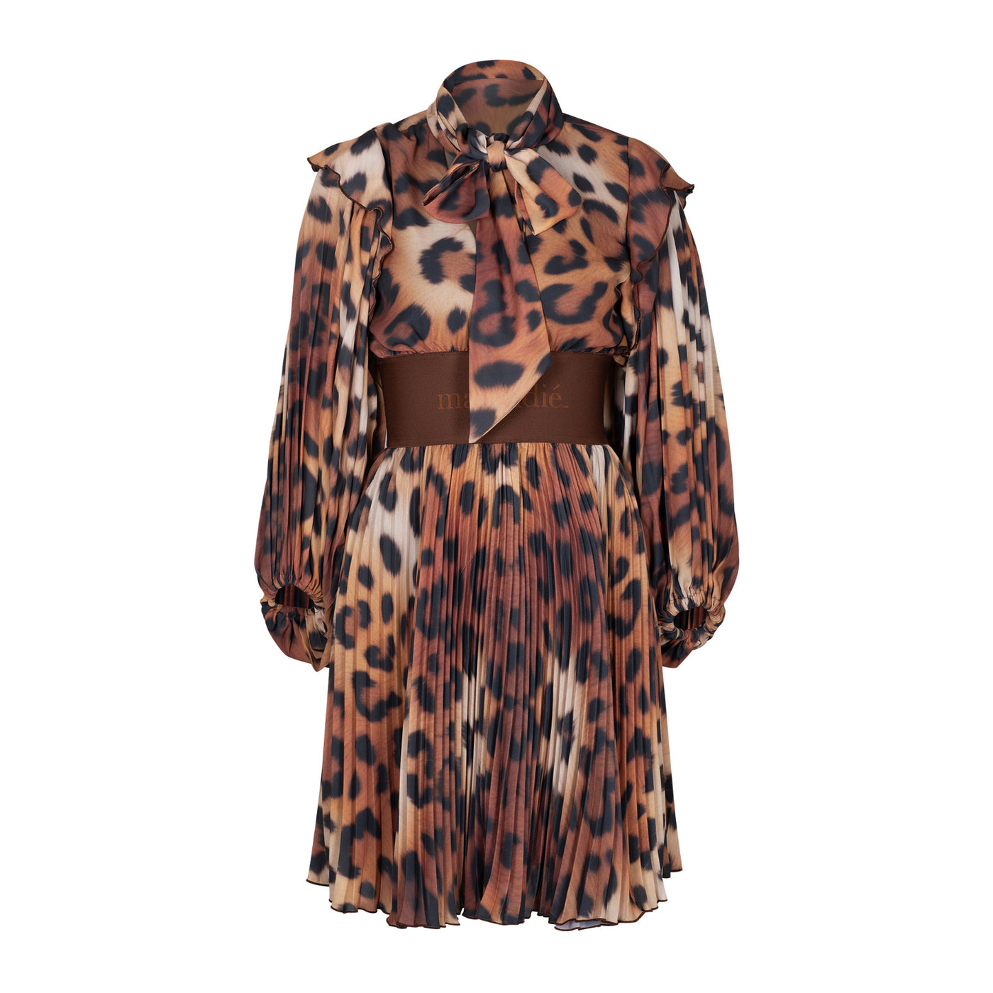 Malondie Leopard Print Pleated Dress