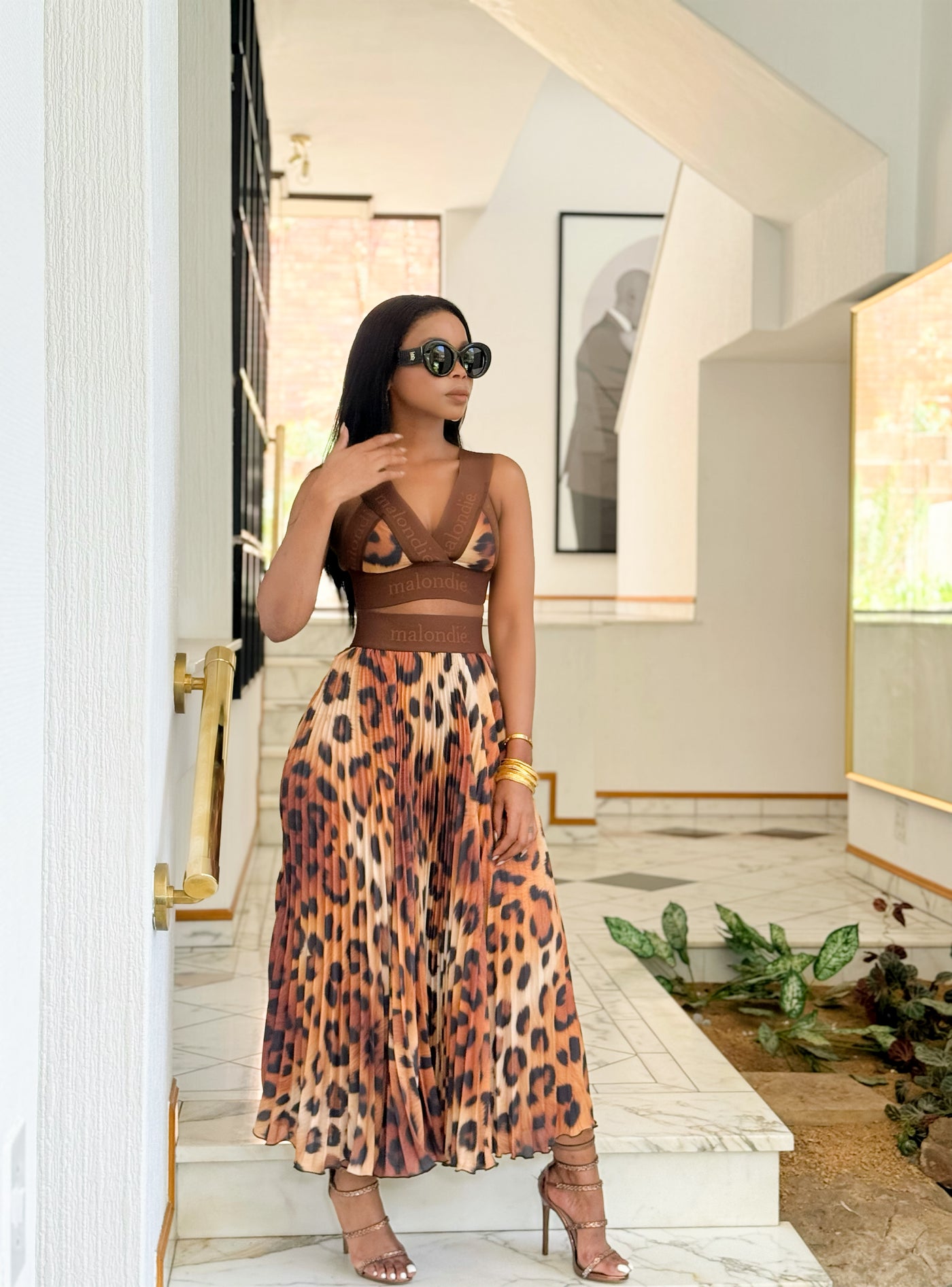 Malondie Leopard Print Choco-Skirt