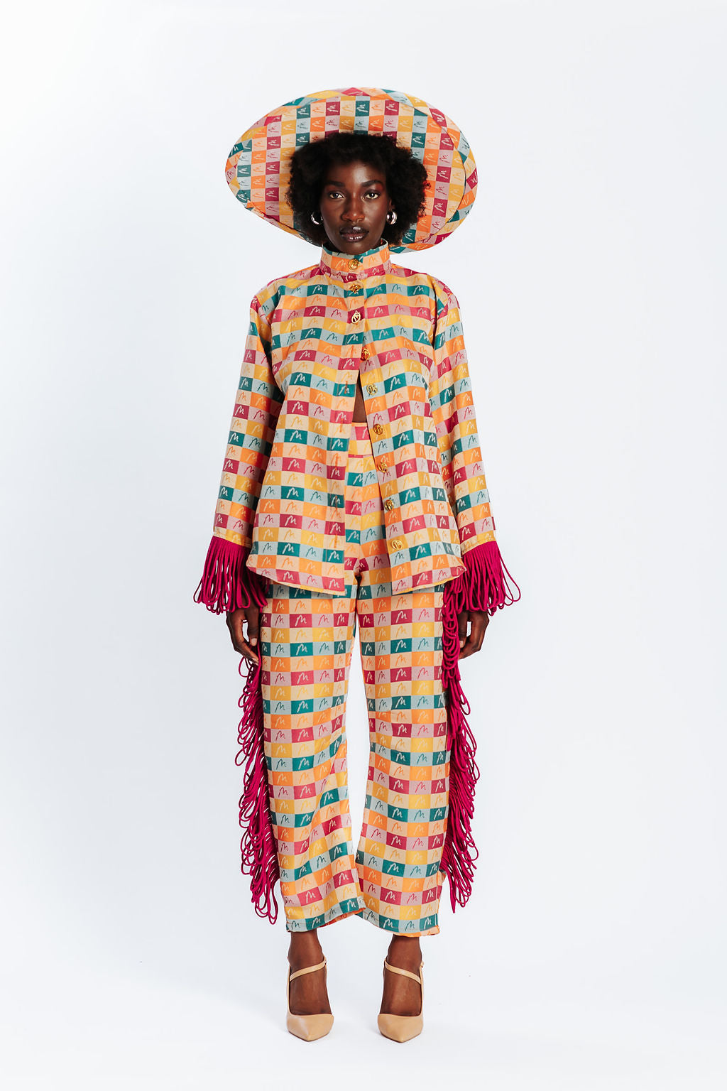 Malondie Summer Blocks Side Fringe Pants