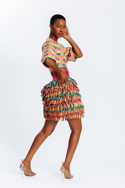 Malondie Summer Block Crop Blouse