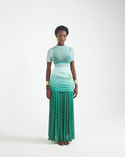 Malondie Ombre Green Skirt Set