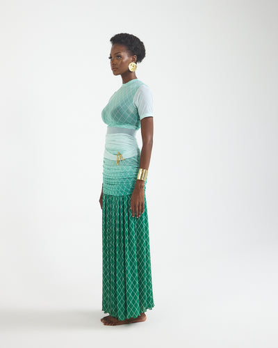 Malondie Ombre Green Skirt Set