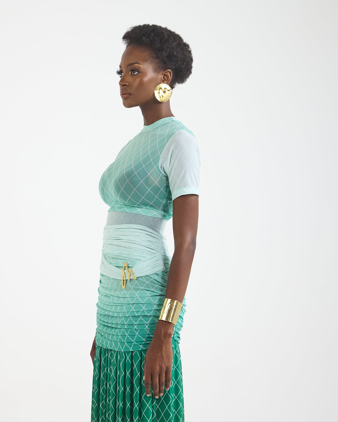 Malondie Ombre Green Skirt Set