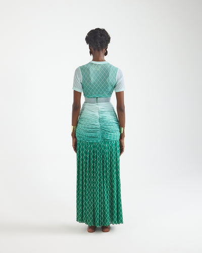 Malondie Ombre Green Skirt Set