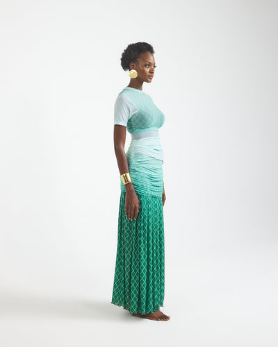 Malondie Ombre Green Skirt Set
