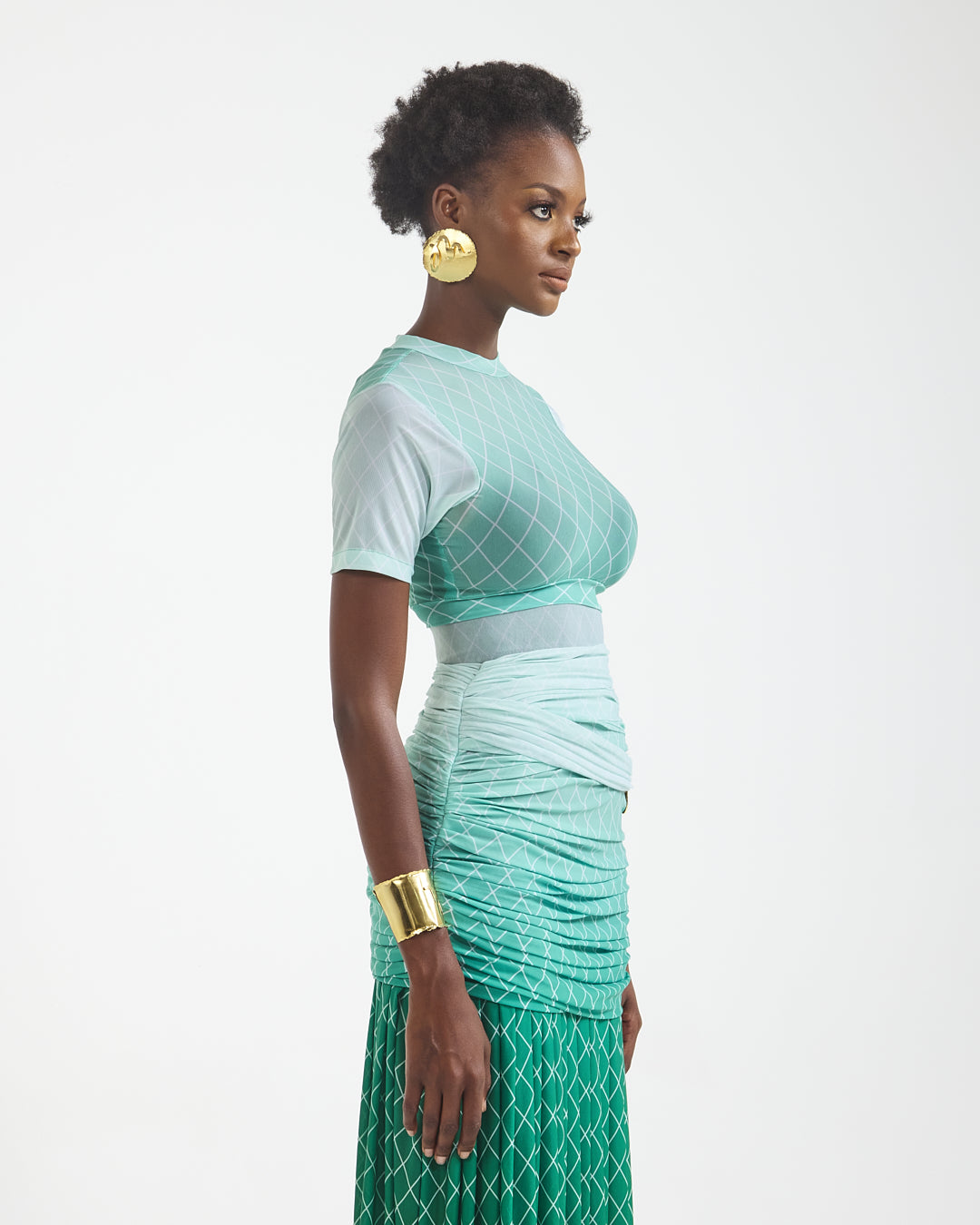 Malondie Ombre Green Skirt Set