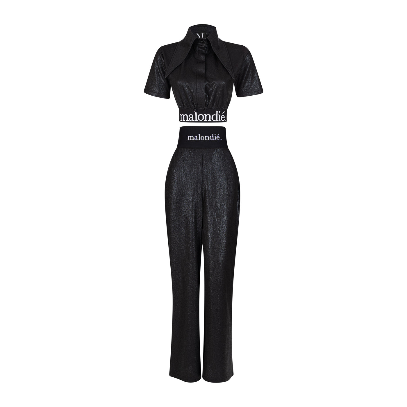 Malondie Black Glint Crop Top