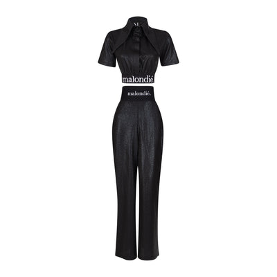 Malondie Black Glint Crop Top