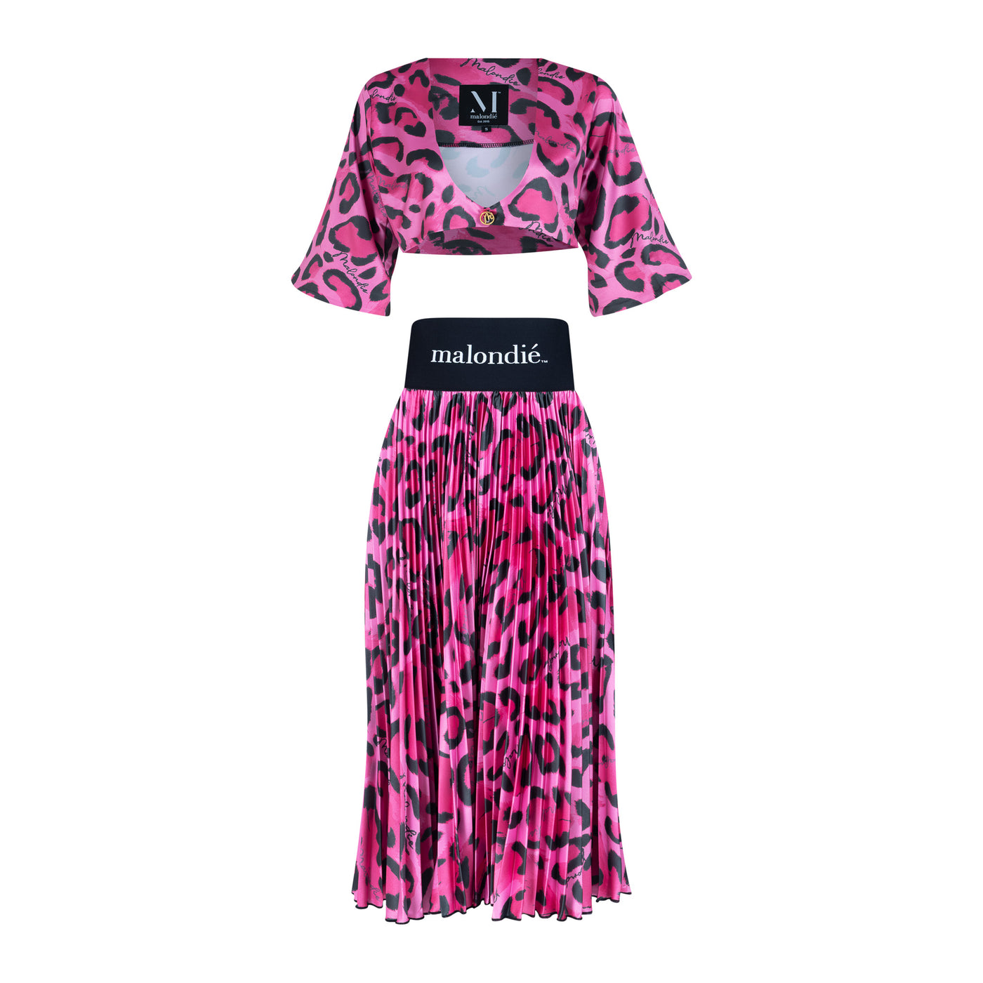 Malondie Pink Safari Pleated Skirt