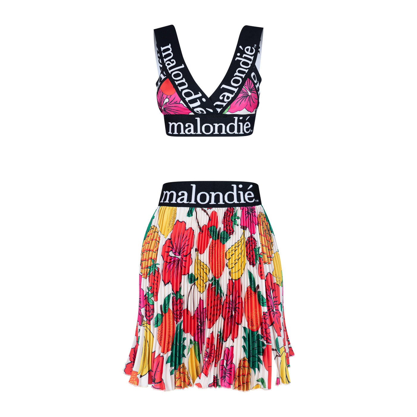 Malondie Pleated Fruits Minnie Skirt (White)