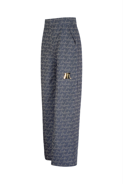 Malondie Woven Denim Wideleg Pants